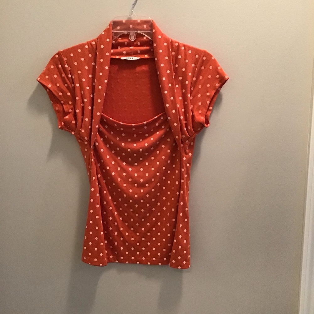 Orange and White Polka Dot Top